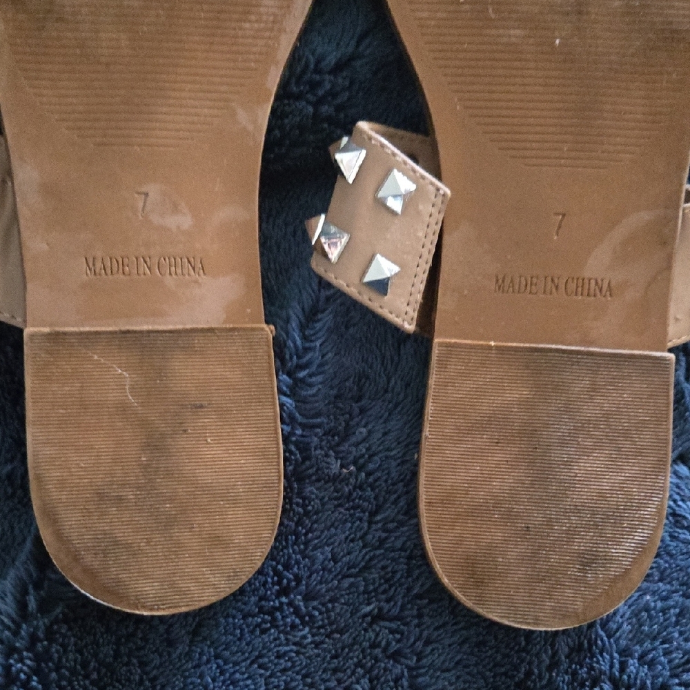 Steve Madden Tan Studded Slide Sandals - Picture 14 of 16